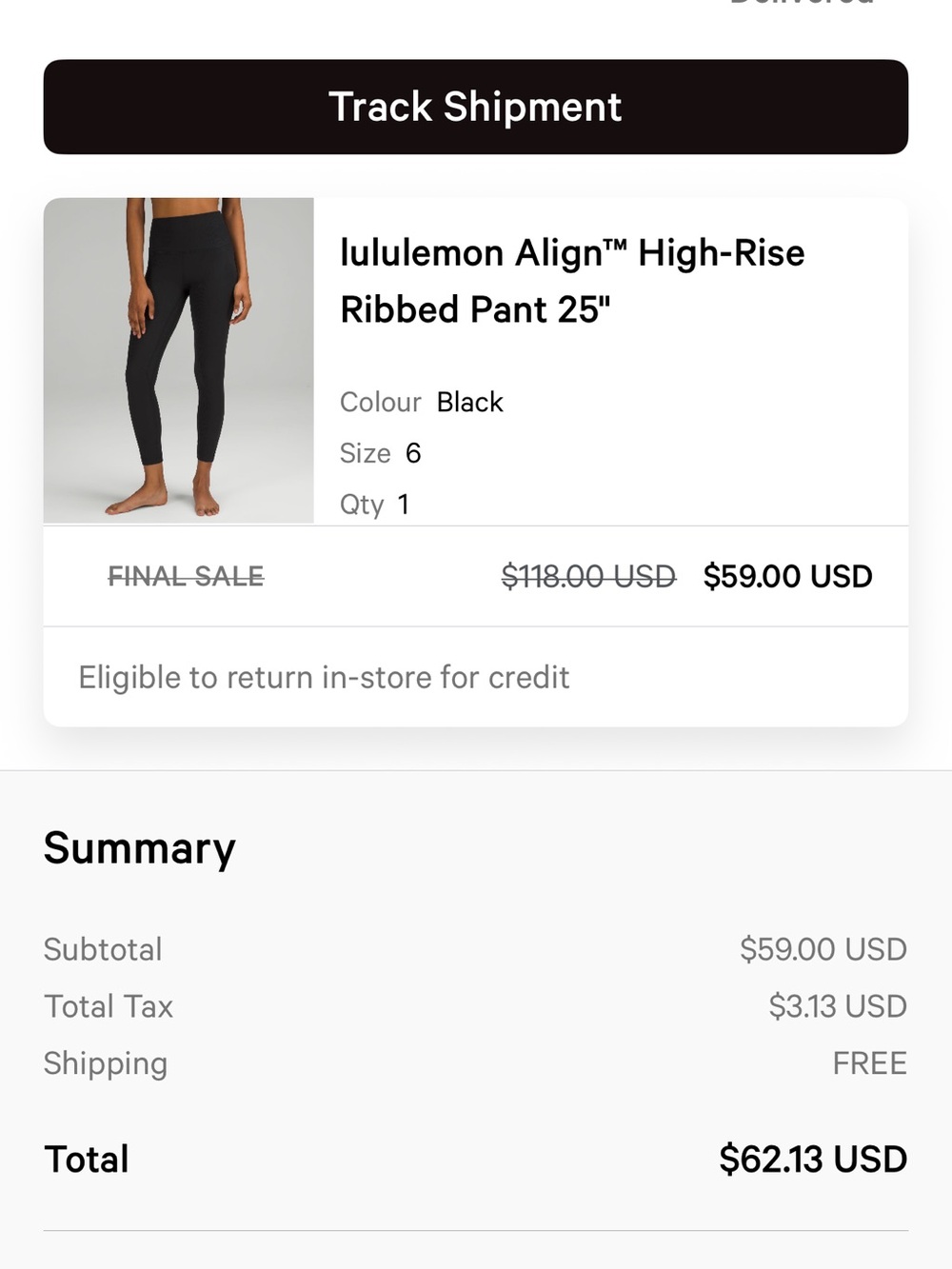 lululemon athletica Align™ High-Rise Ribbed Legging - Black
